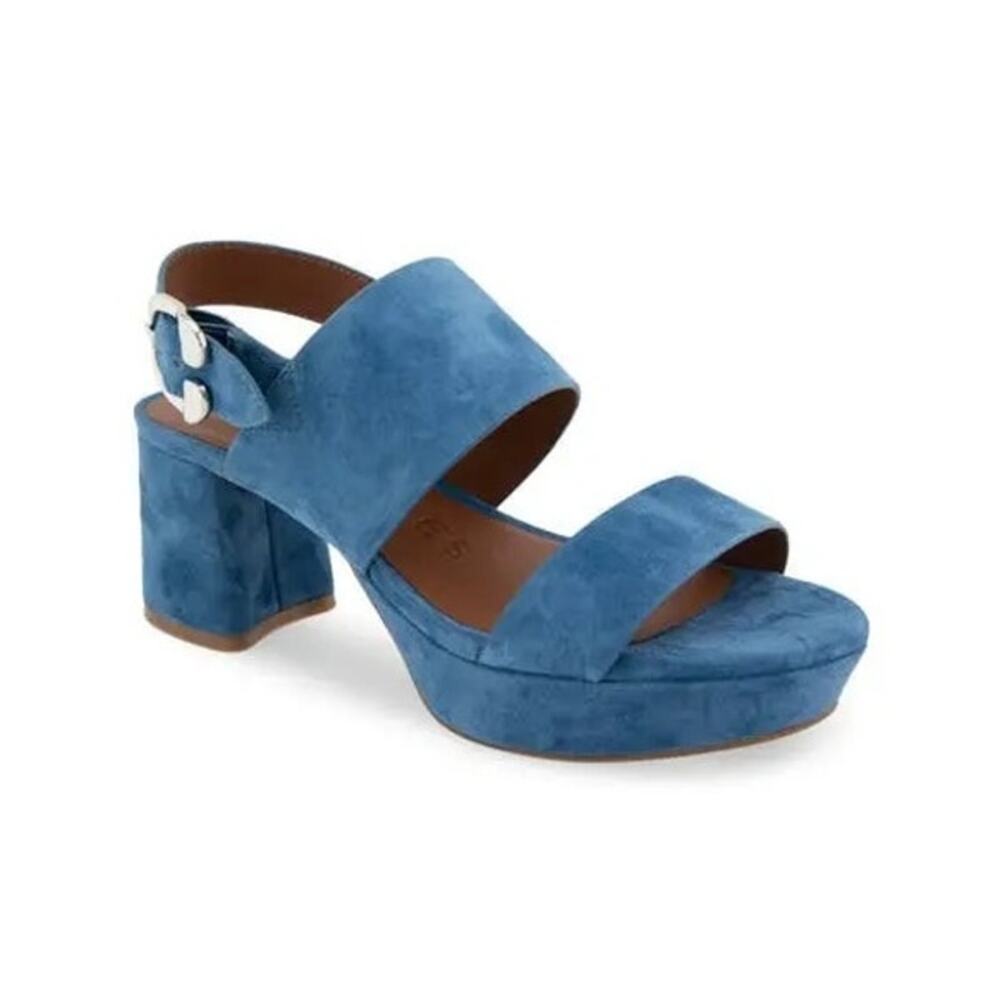 Aeorsoles Camera Light Blue (Indigo) Suede Platform Sandals Size 6.5M NIB 👡✨💙